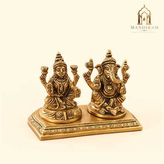 Brass Ganesh Lakshmi Pair – Auspicious Symbol of Prosperity & New Beginnings