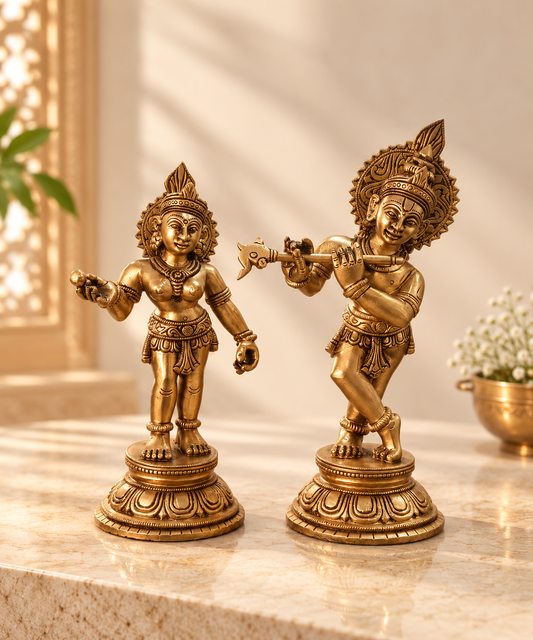 Brass Radha Krishna Idol Set