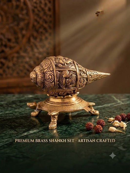 Brass Shankh with Stand